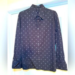 Theory Mens Floral Button Up Shirt, Blue and White Men’s Size XL